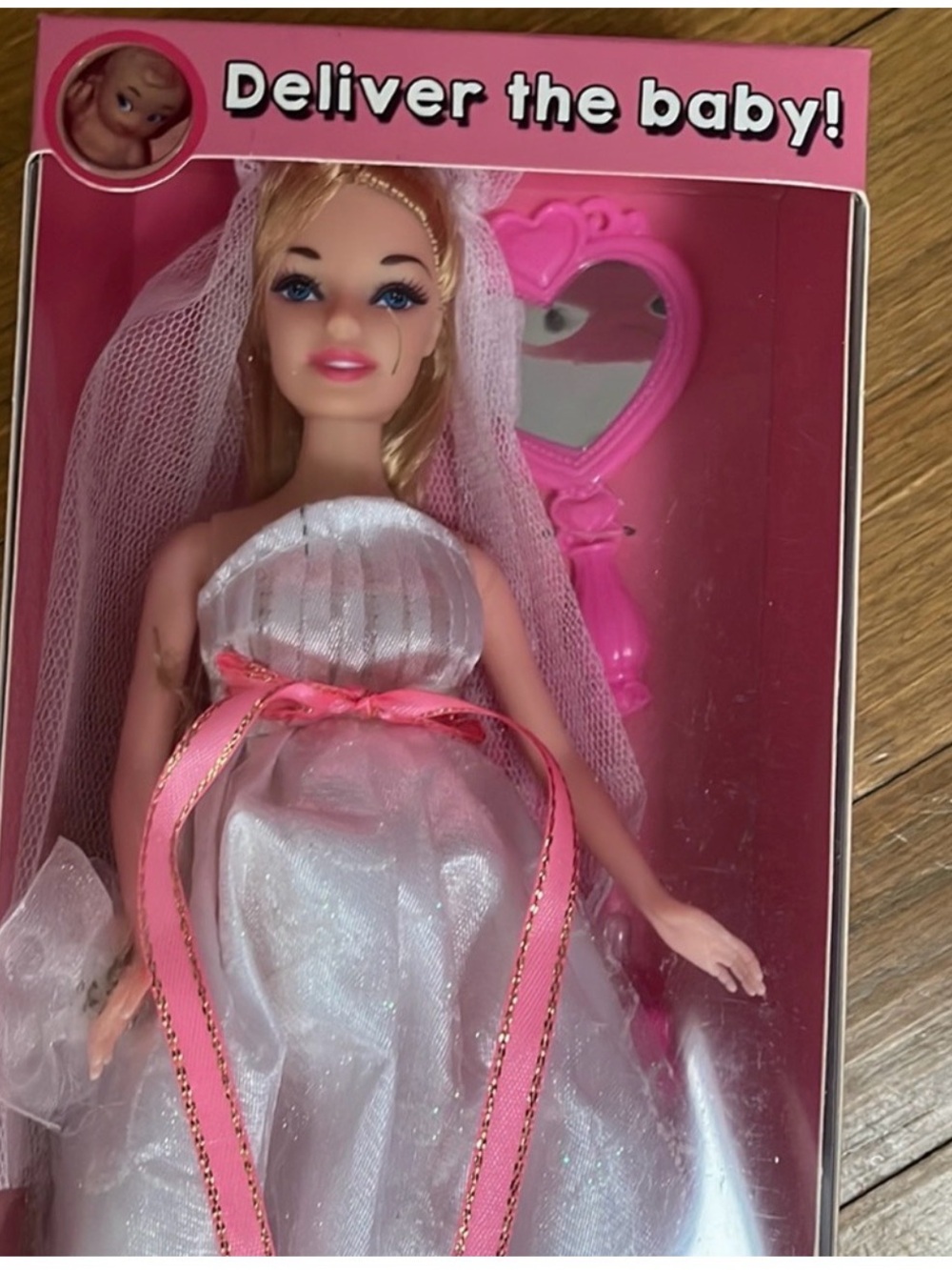 Pregnant Bride doll | Gag gift  | mature writing on box